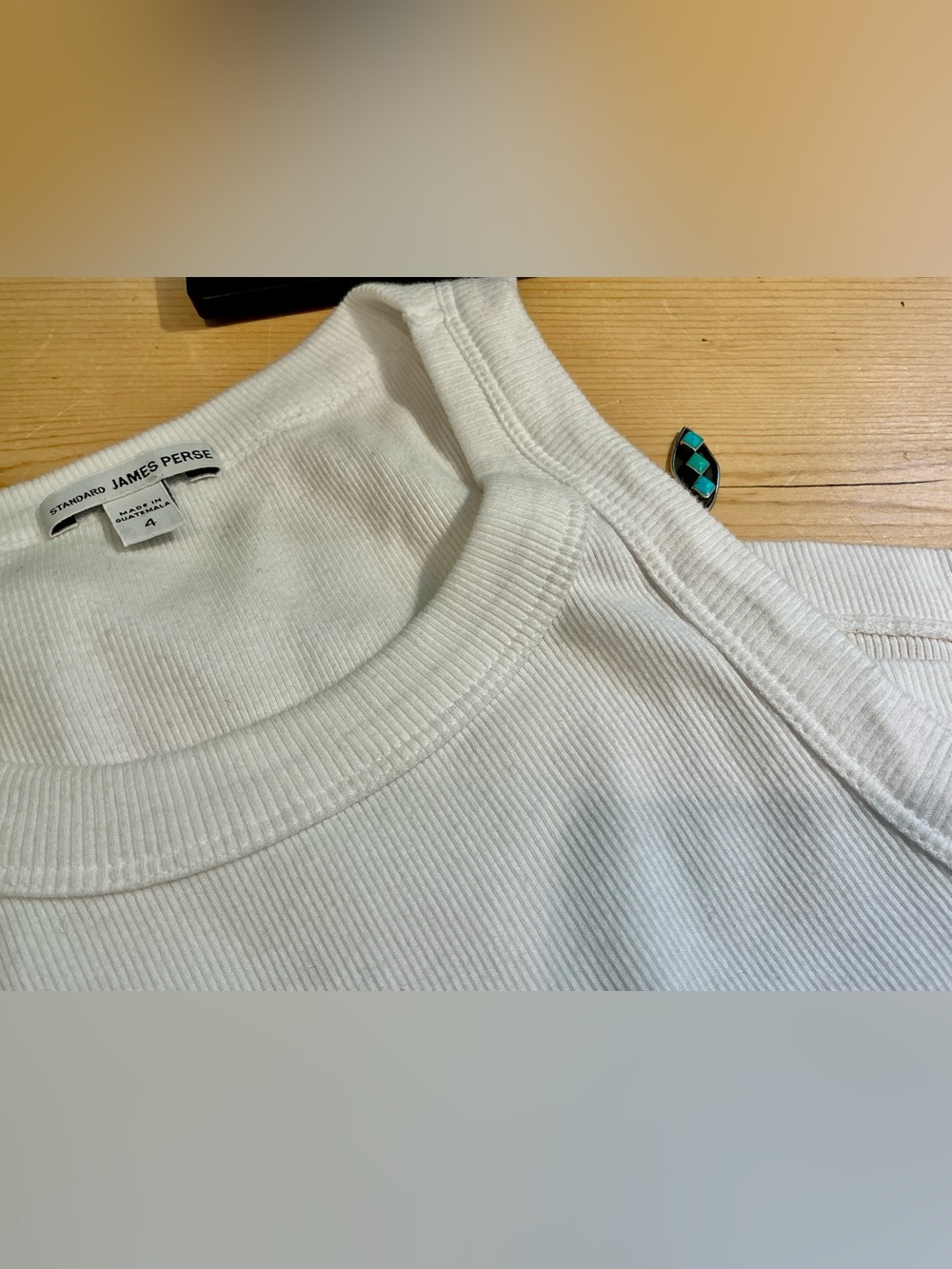 James Perse White Ribbed Tank Top NWT Women Size 4 L-XL - Picture 4 of 4